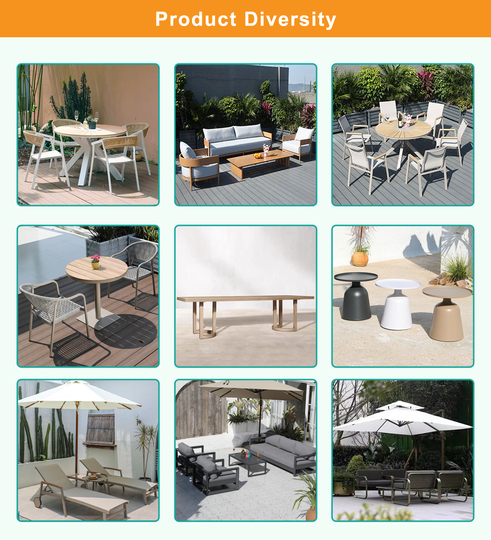 Modern Black Bamboo Foldable Portable Outdoor Chair Set Round Side Table Industrial Style for Patio/Deck