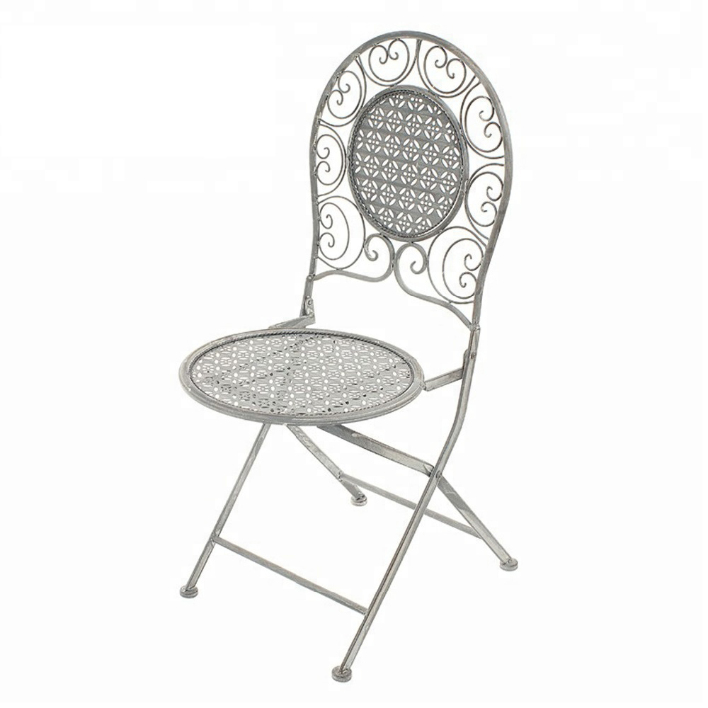 French Elegant Garden Home Patio Chair Wedding Party Wrought Iron Folding Chair furniture