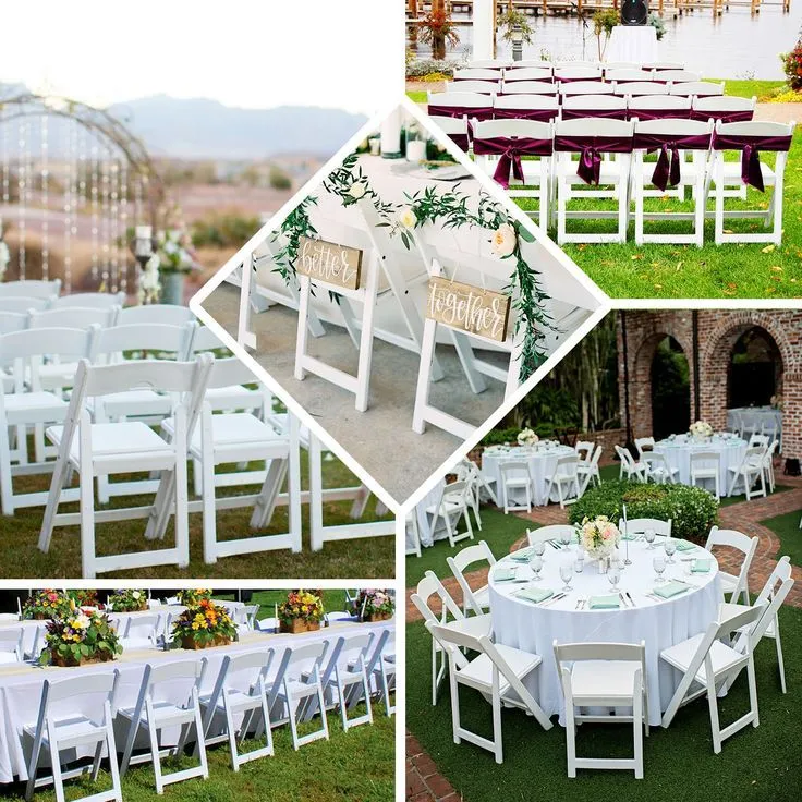 Outdoor White Wedding Party Event Banquet Resin Plastic Folding Padded Wimbledon Garden Chair Details 6