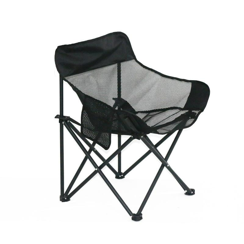Outdoor Stainless Steel Mesh Moon Chair-Portable Folding Chair for Camping Picnicking Bedroom Workshop Use-Minimalist Design
