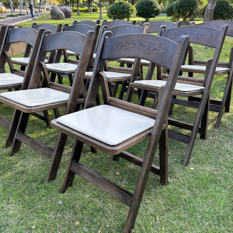 Wood Grain PP Resin Garden Party Furniture High Load-Bearing Folding Wimbledon Chair