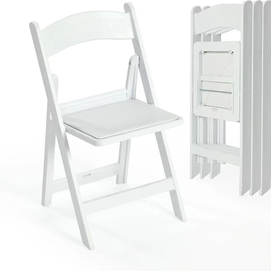 Wholesale Outdoor Garden White Padded Wimbledon Folding Resin Chair for Wedding Party