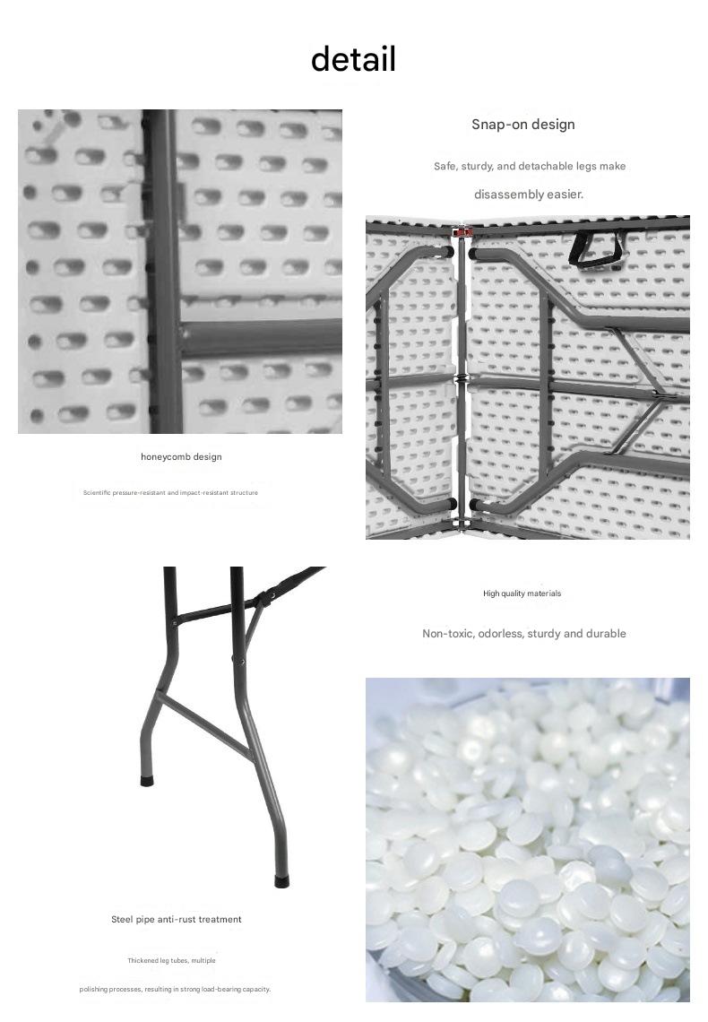 Bestselling Rectangular HDPE Plastic Resin Folding Table With Foldable Steel Legs.