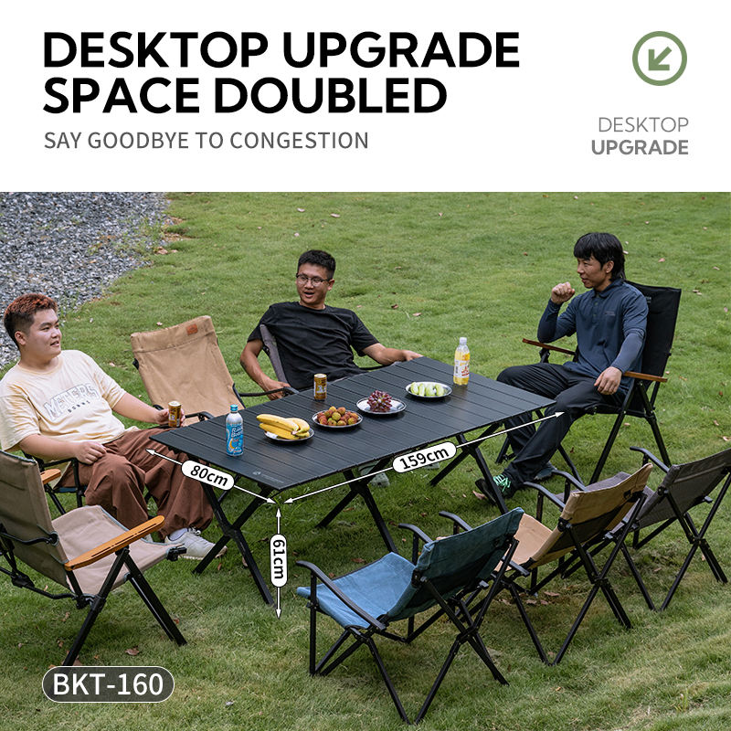 Campingmoon Outdoor Camping Aluminum FoldingTable High Quality Portable Garden Bbq Camping Picnic Metal Egg Roll Table