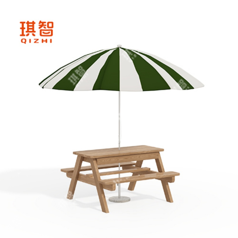 Combined Design Foldable Design Natural Wooden Picnic Table with Umbrella Kindergarten Children Furniture
