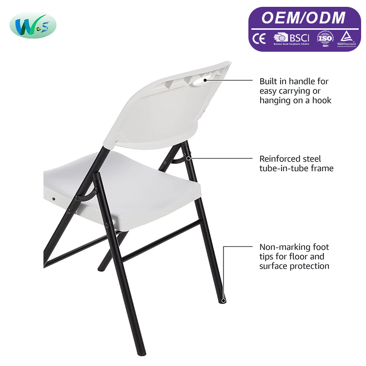 Basics Lightweight Folding Chair Plastic Alloy Steel for Home Office Living Room Bedroom Dining Leisure Style