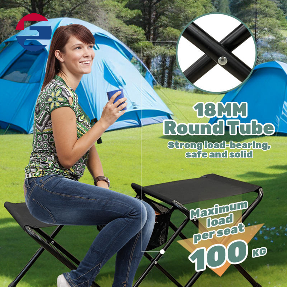 Modern Design Portable Wrought Iron Double Folding Garden Camping Chair Multifunctional Metal Furniture Outdoor Picnic Park