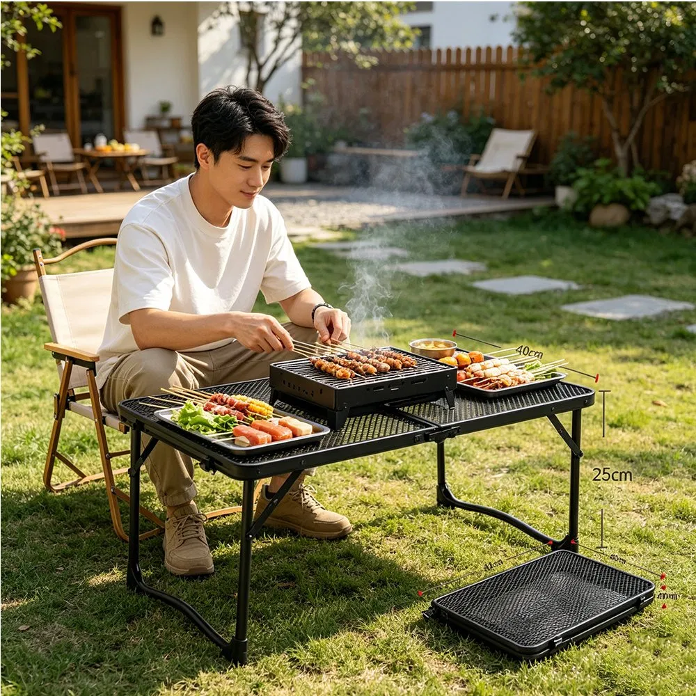 Lightweight Folding Metal Mesh Camping Table Portable Outdoor Picnic Table