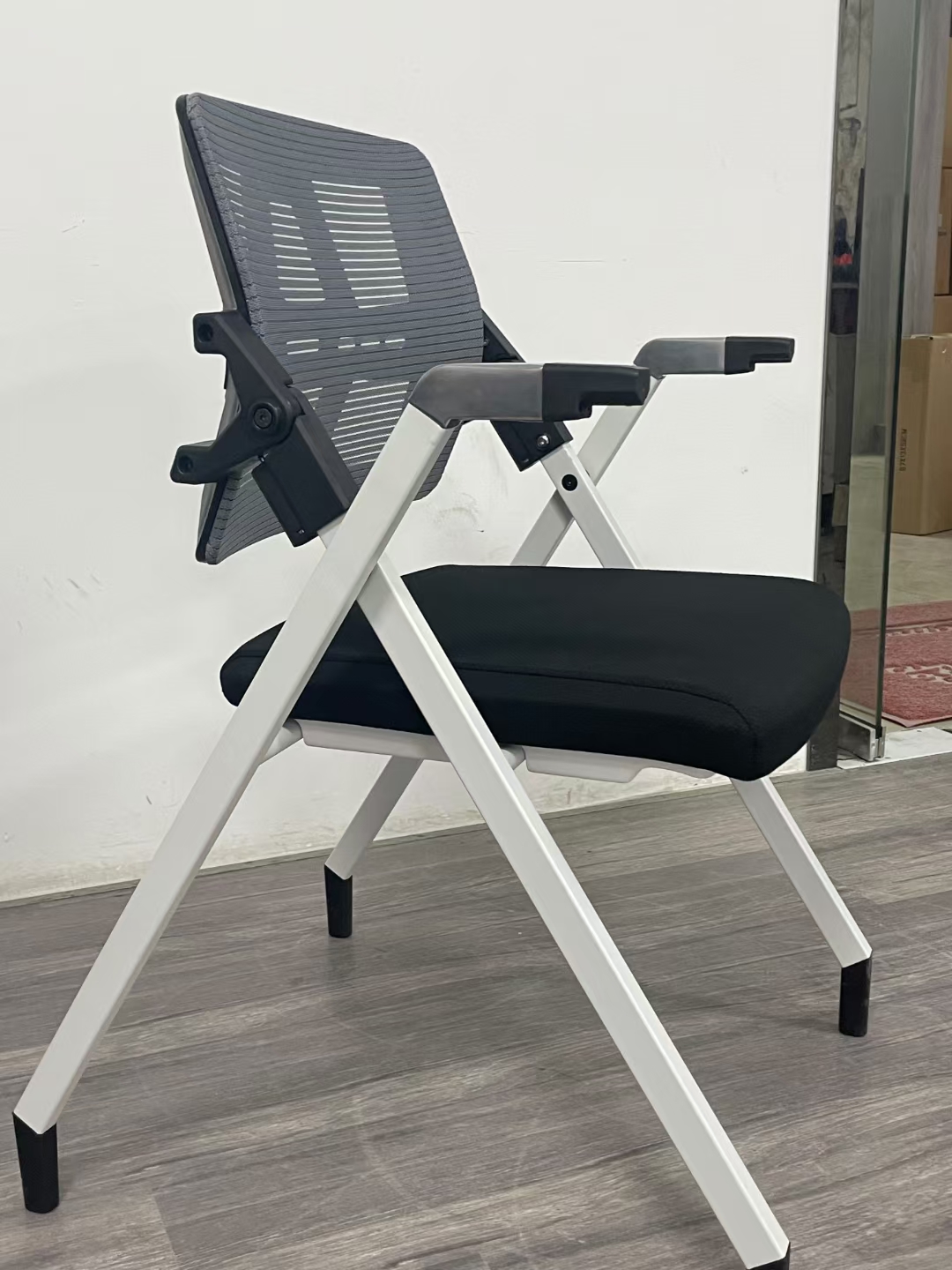 Modern School Training Folding Stackable Chair with Swivel Table Plastic and Mesh Back Optional Conference and Office Chair