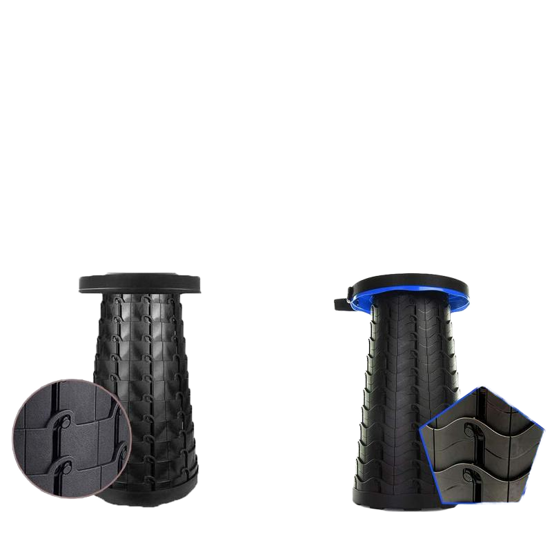 Outdoor Folding Chair Black Swivel Telescopic Camping Stool Foldable Retractable Garden School
