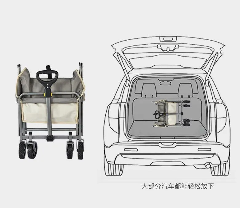 Integrated Outdoor Folding Small Carts Picnic Trailers Rear Door Open Camping Cart Lightness