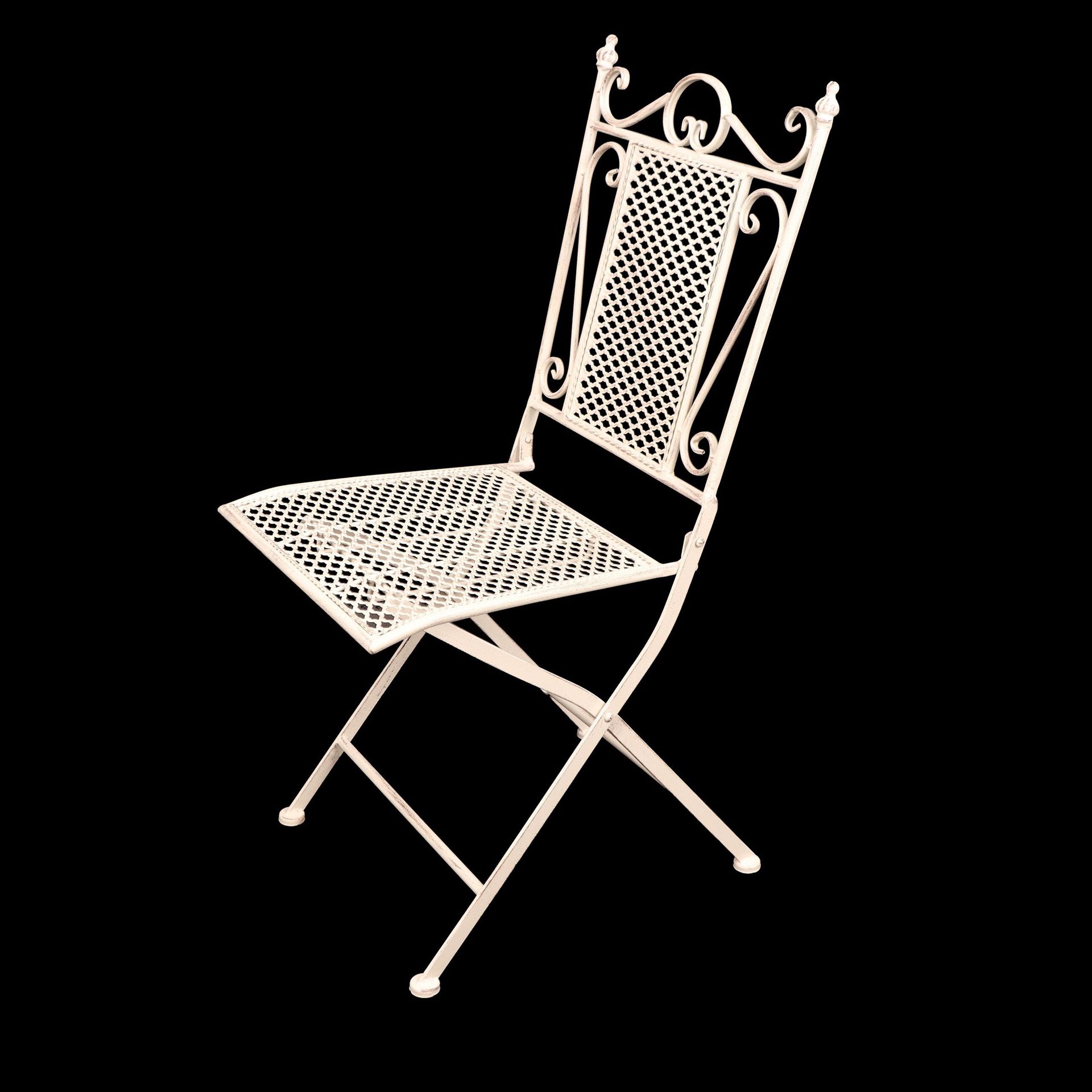 European-style Metal Wrought-Iron Outdoor Folding Chair Patio Balcony Lounge Chair Vintage Distressed Garden Table Chair Set Setup