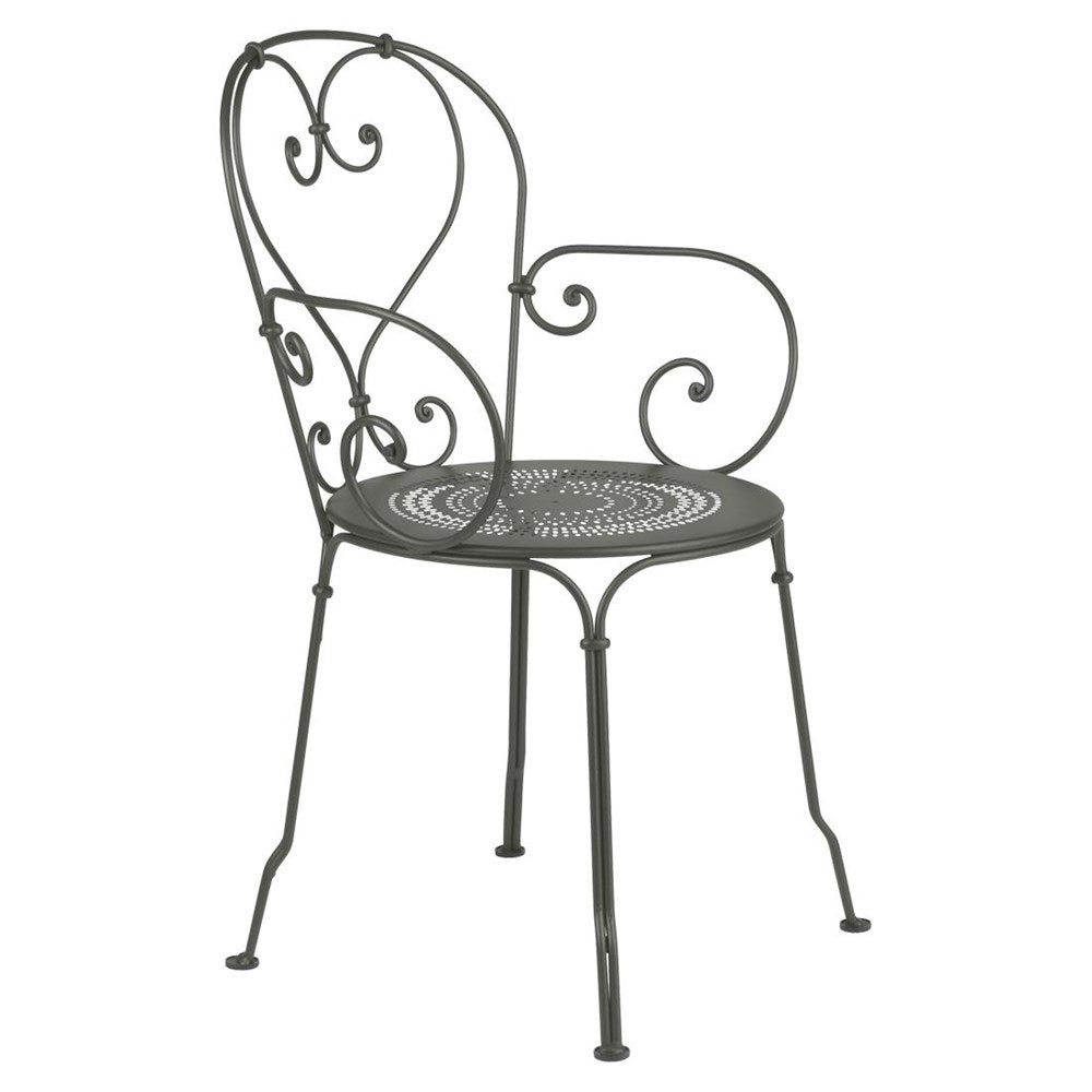 HE-1336 Wedding Outdoor Garden Folding Metal Chair Stackable Wrought Iron Bistro Chairs Garden Wedding Party Events With Armrest