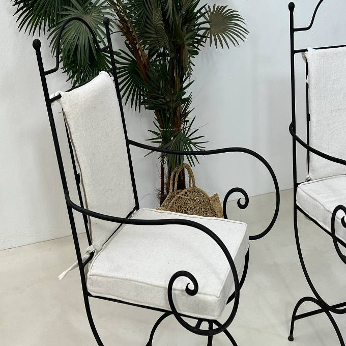 Moroccan Handmade Iron Chairs Luxury Wrought Iron Restaurant Furniture Outdoor Indoor Seating Foldable Cushioned Farmhouse Park