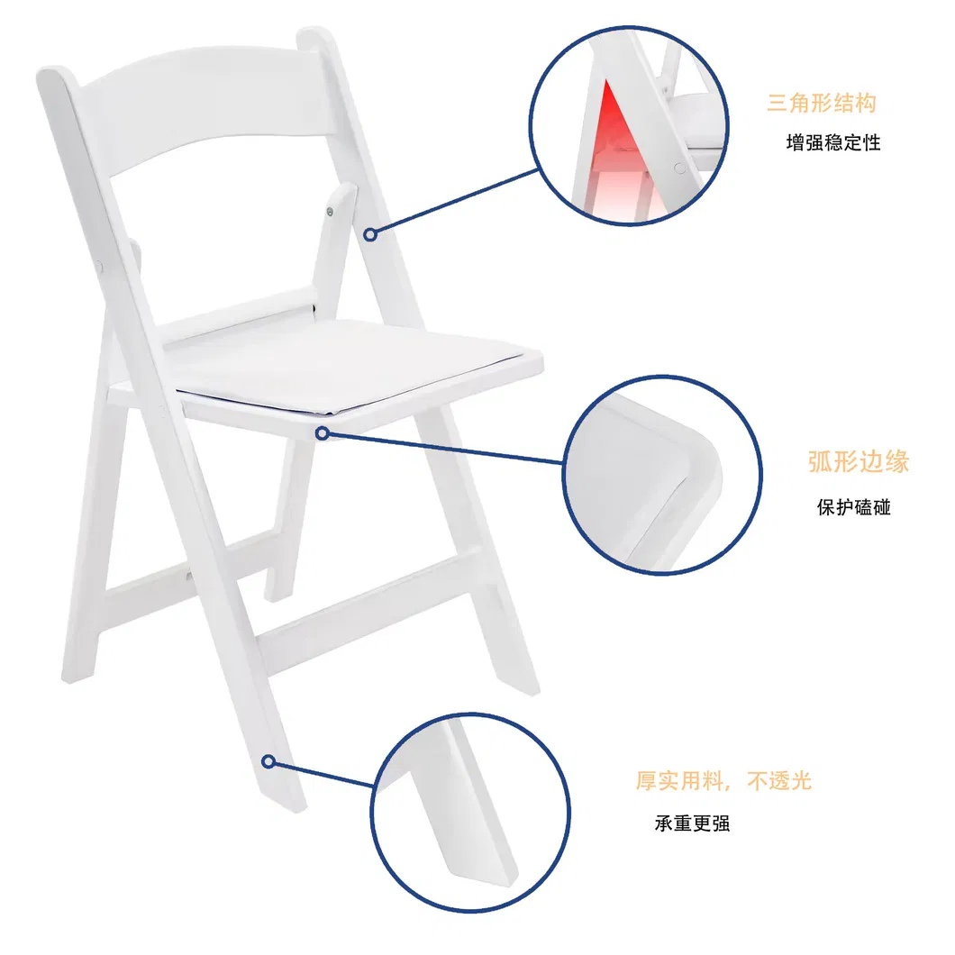 Outdoor White Wedding Party Event Banquet Resin Plastic Folding Padded Wimbledon Garden Chair Details 2