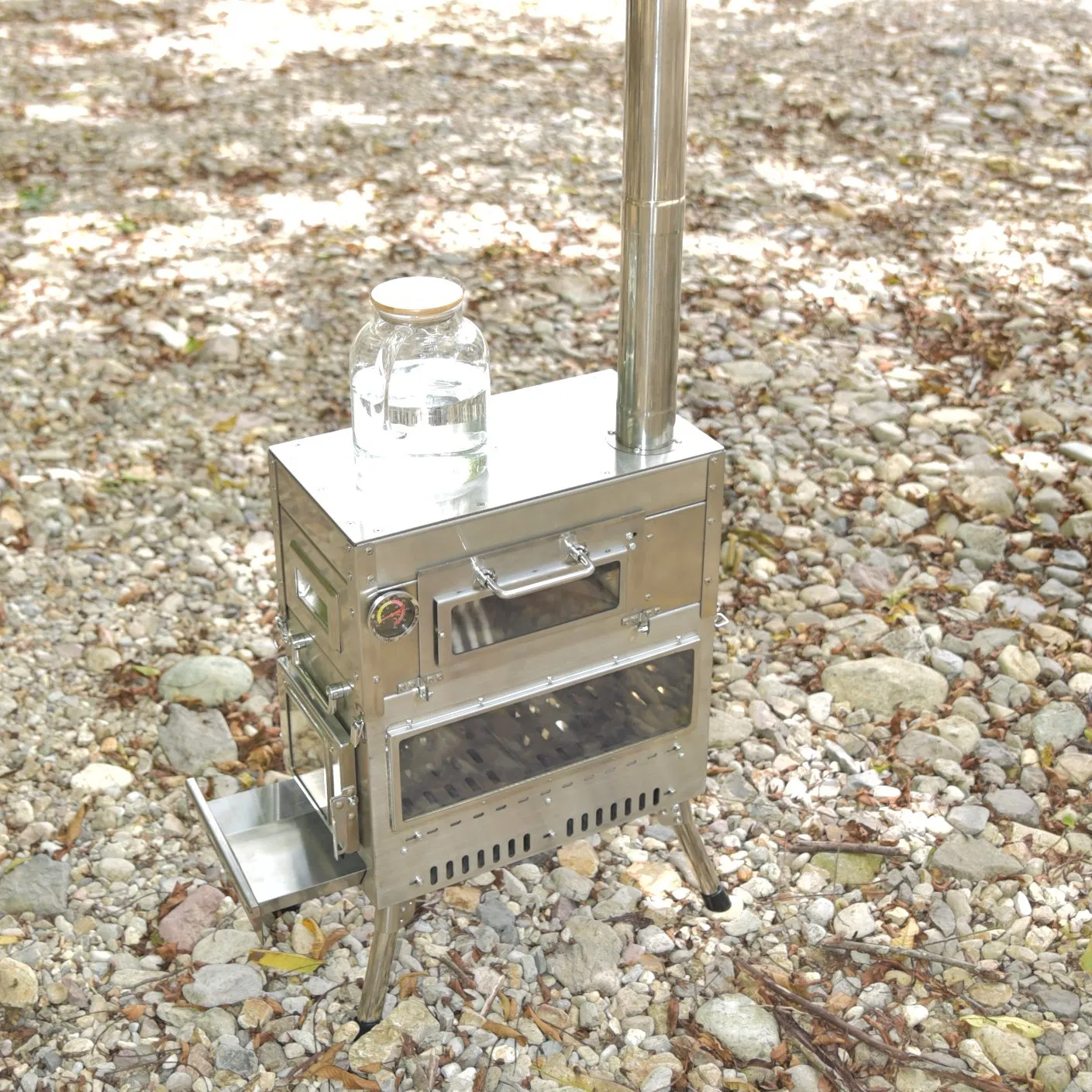 Multi - Functional Wood Burning Camping Stove with Integrated Oven for Hiking &amp; Picnic