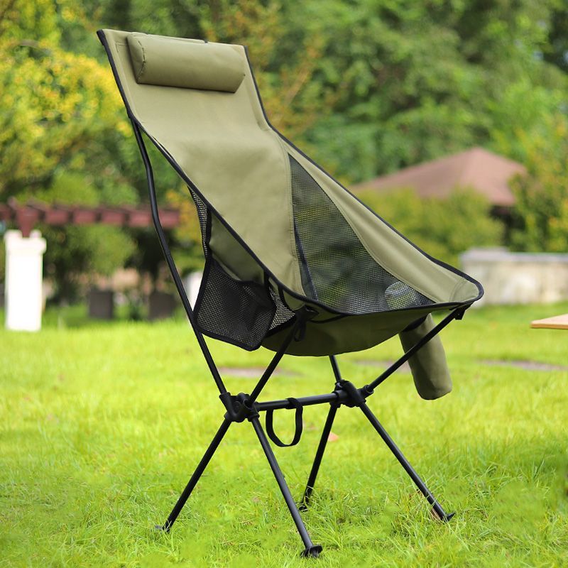 Cross-Border Wholesale Aluminum Alloy Garden Outdoor Furniture Moon Chair Folding Portable Mesh Beach Camping Chair