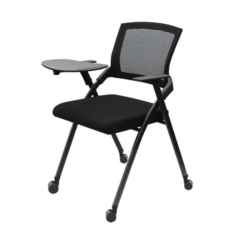 Fabric Contemporary Space Saving Stainless Steel Frame Folding Office Chair Mesh Stackable Foldable Gliding Seat Training Study