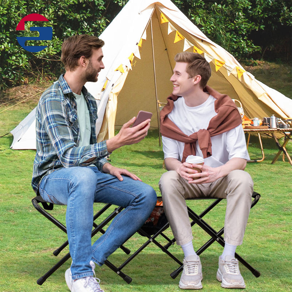 Portable wrought iron double folding garden camping chair