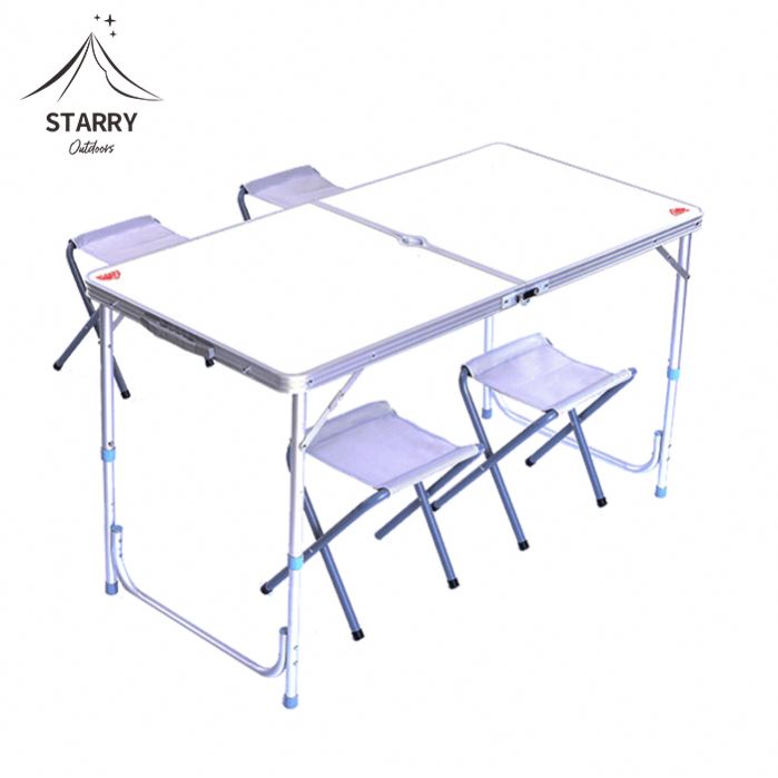 Factory Wholesale Outdoor Folding Table Customized LOGO 120cm Beech Wood Portable Camping Table Suitcase Picnic Egg Roll Table