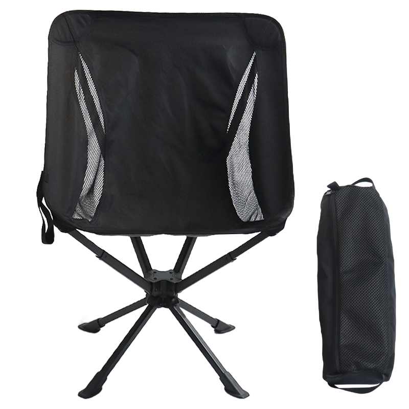 Quick Open 360-degree Swivel Folding Chair-Lightweight Aluminum Camping &amp; Fishing Dining Chair with 150kg Capacity