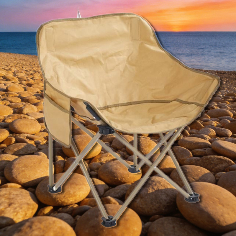 Lightweight Folding Camping Chair Soft Padded Moon Chair Portable Outdoor Seat for Travel and Picnic