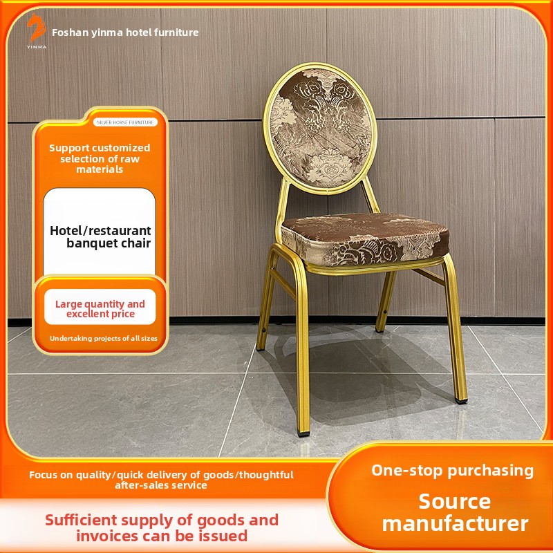 Manufacturer-produced Moroccan Round-back Foldable Wrought Iron Velvet Fabric Commercial Hotel Dining Wedding Lobby Chair