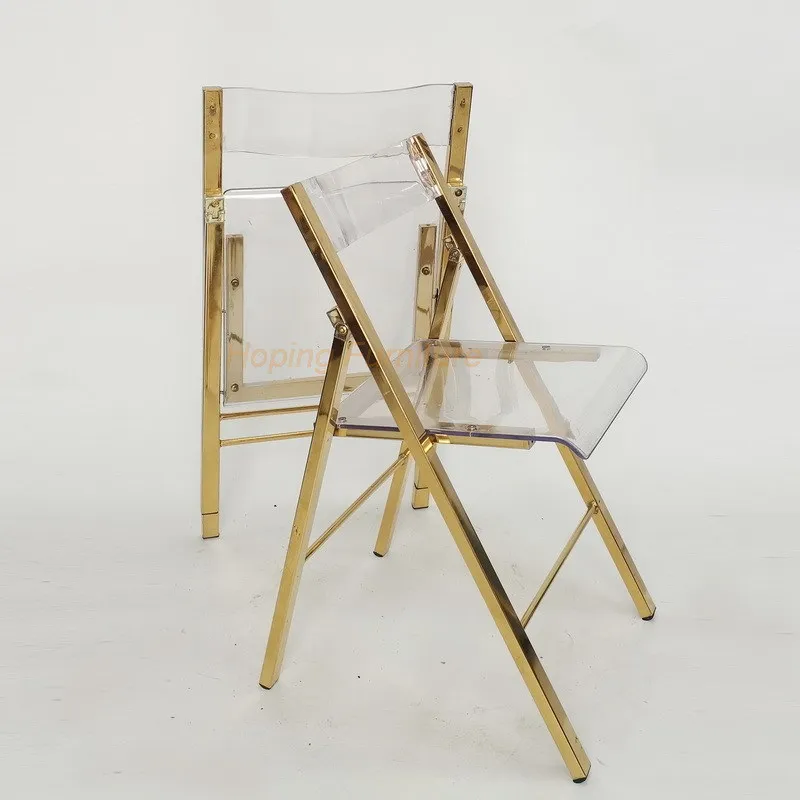 Folding Wedding Chair Banquet Furniture PC Dining Room White Resin Acrylic Foldable Chairs for Events