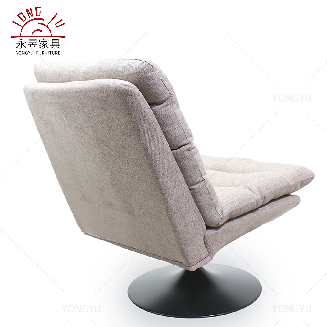 Modern Design Foldable Leisure Swivel Chair Comfortable Linen Fabric Backrest Metal Legs Adjustable Height Home Home Furniture