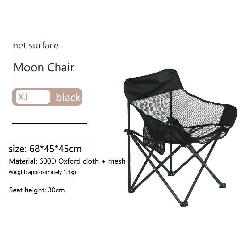 Outdoor Stainless Steel Mesh Moon Chair-Portable Folding Chair for Camping Picnicking Bedroom Workshop Use-Minimalist Design