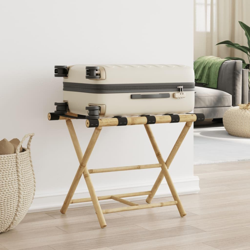Wholesale Handmade Bamboo Foldable Suitcase Stand with Storage Shelf Folding Table for Hotel From Vietnam Nice Price