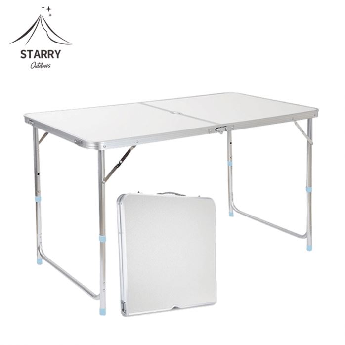 Factory Wholesale Outdoor Folding Table Customized LOGO 120cm Beech Wood Portable Camping Table Suitcase Picnic Egg Roll Table