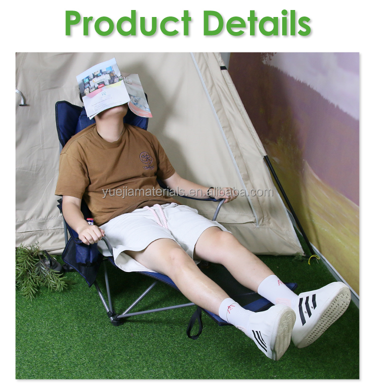Outdoor Camping Lounge Chair Portable Camping Chair with Footrest Folding Storage Bag Headrest Mesh Recliner