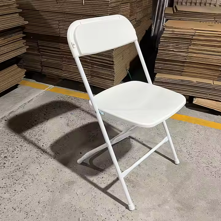 Wholesale Modern Portable Steel Frame Stackable White Plastic Folding Garden Chair for Outdoor Events
