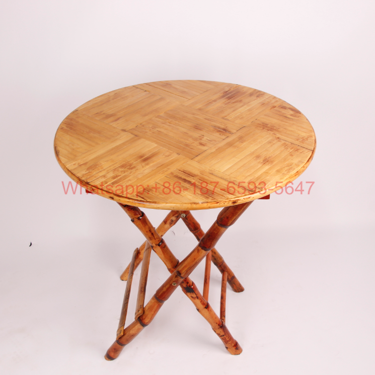 Rustic Bamboo Foldable Round Table and Chair for Events