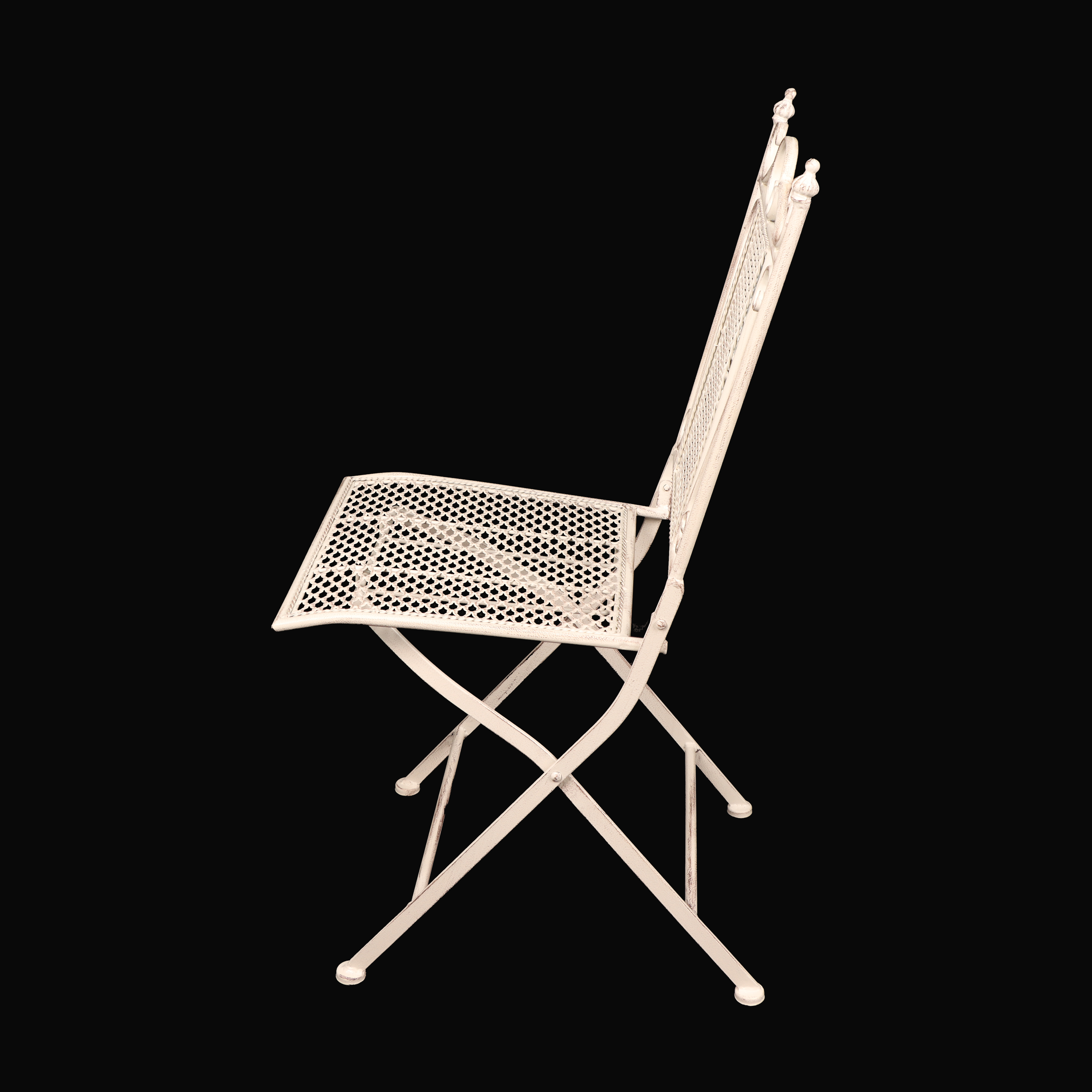 Outdoor Garden Wedding Decorative Distressed White Metal Folding Chair Outdoor Bistro Garden Metal Wrought Iron Chairs