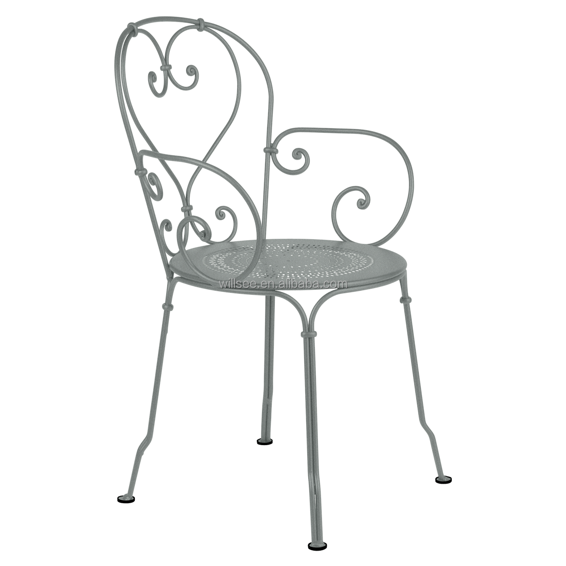 HE-1336 Wedding Outdoor Garden Folding Metal Chair Stackable Wrought Iron Bistro Chairs Garden Wedding Party Events With Armrest