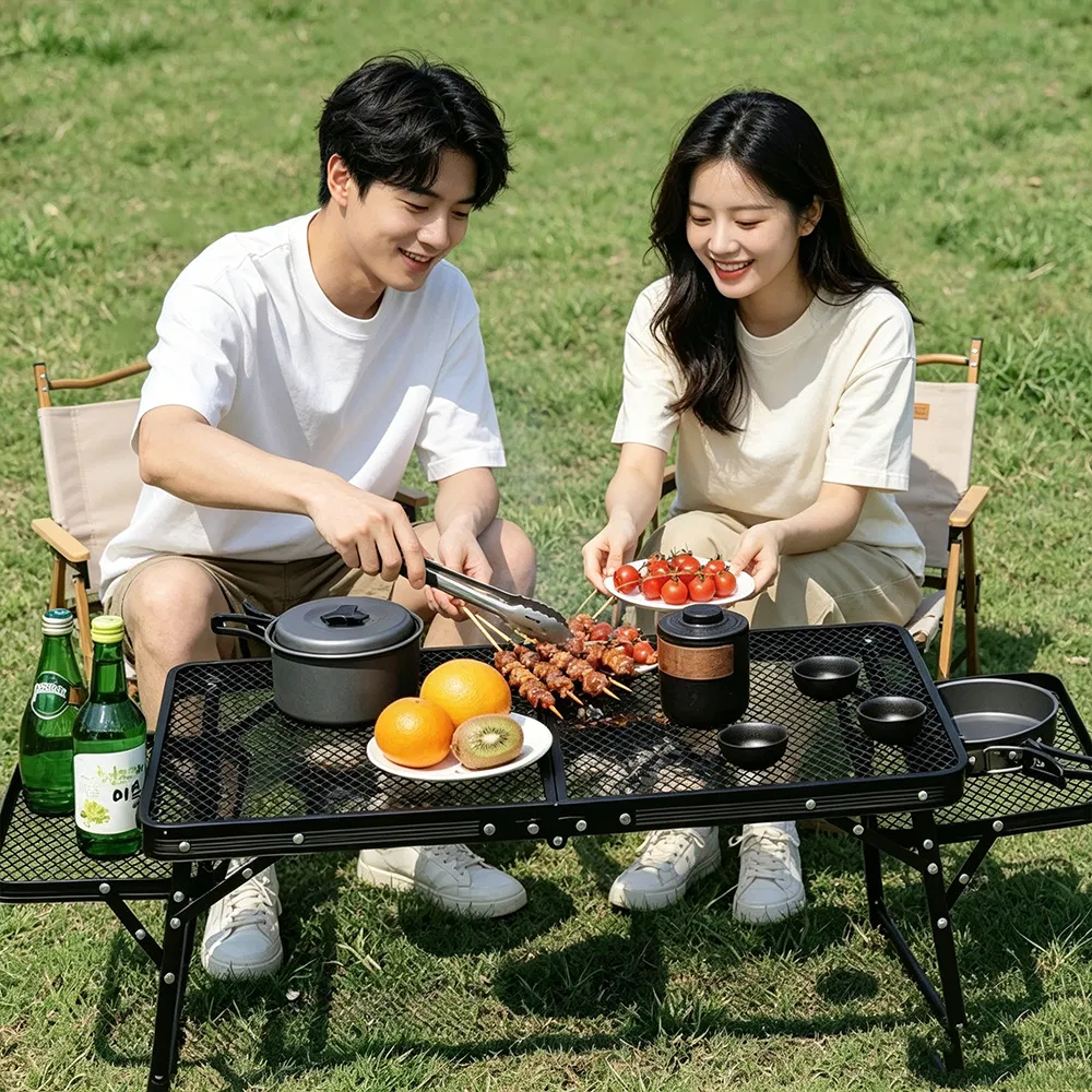 Lightweight Folding Metal Mesh Camping Table Portable Outdoor Picnic Table