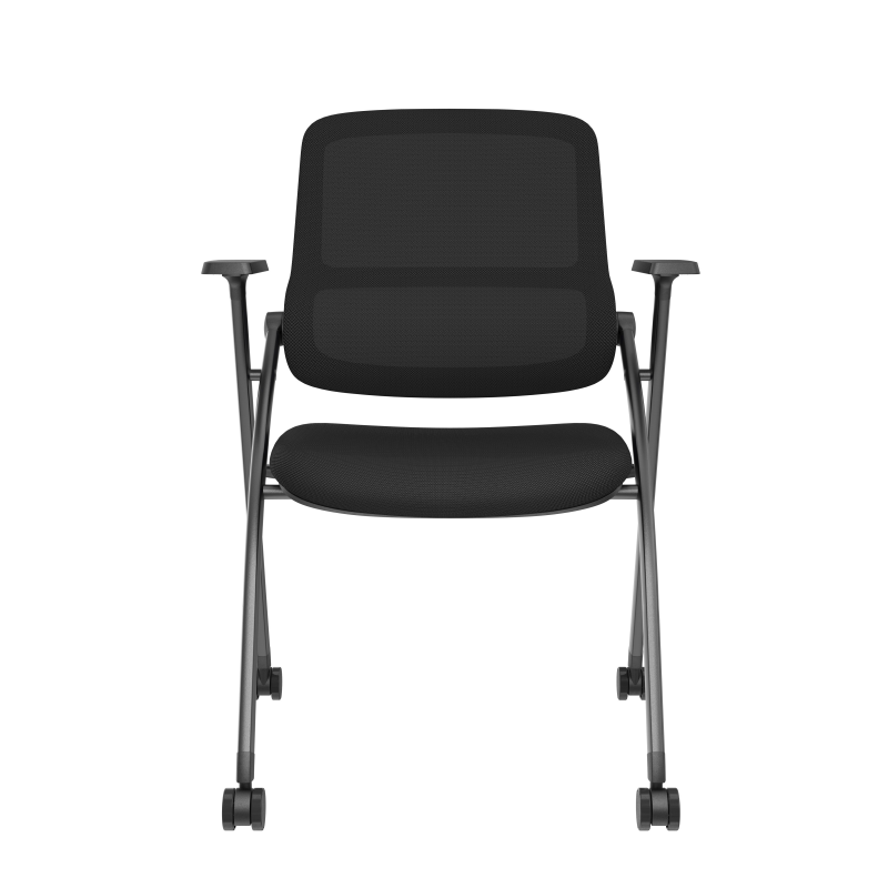 Modern Ergonomic Folding Mesh Office Chair With Adjustable Armrest and Moving Wheels