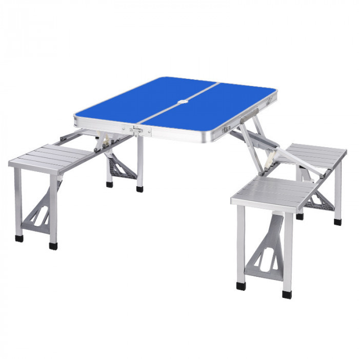Portable Suitcase Aluminum Folding Table with Chairs for Outdoor Picnic