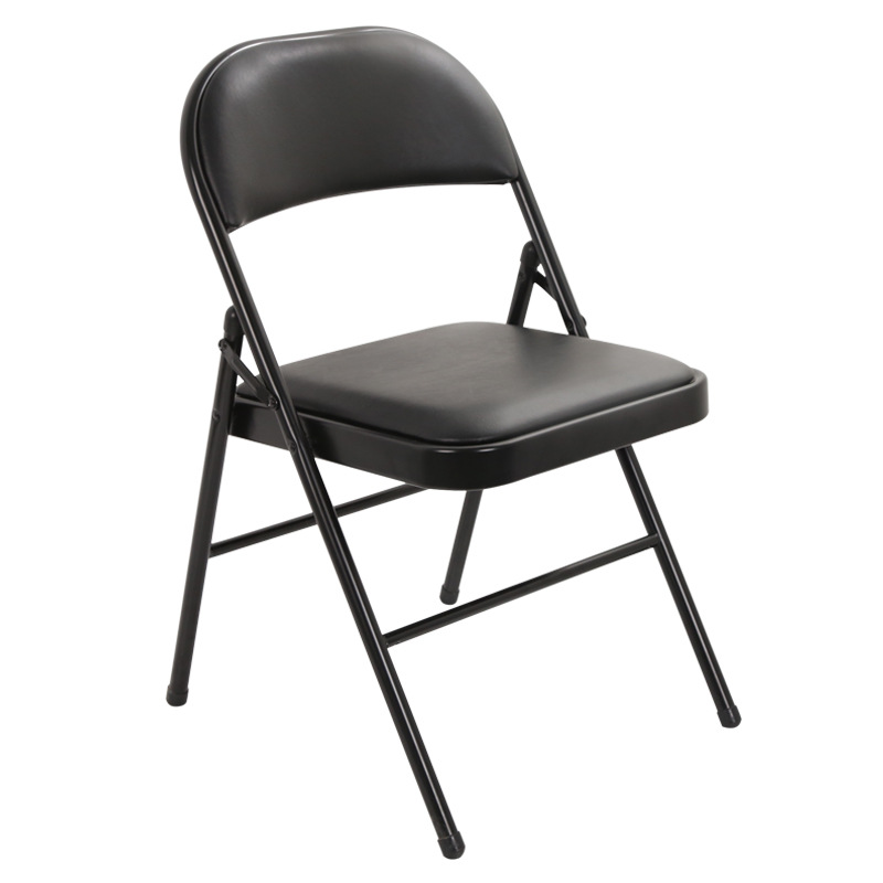 Modern Wrought Iron Outdoor Black Folding Chair-Portable Stackable Waterproof for Hotel &amp; Home Use