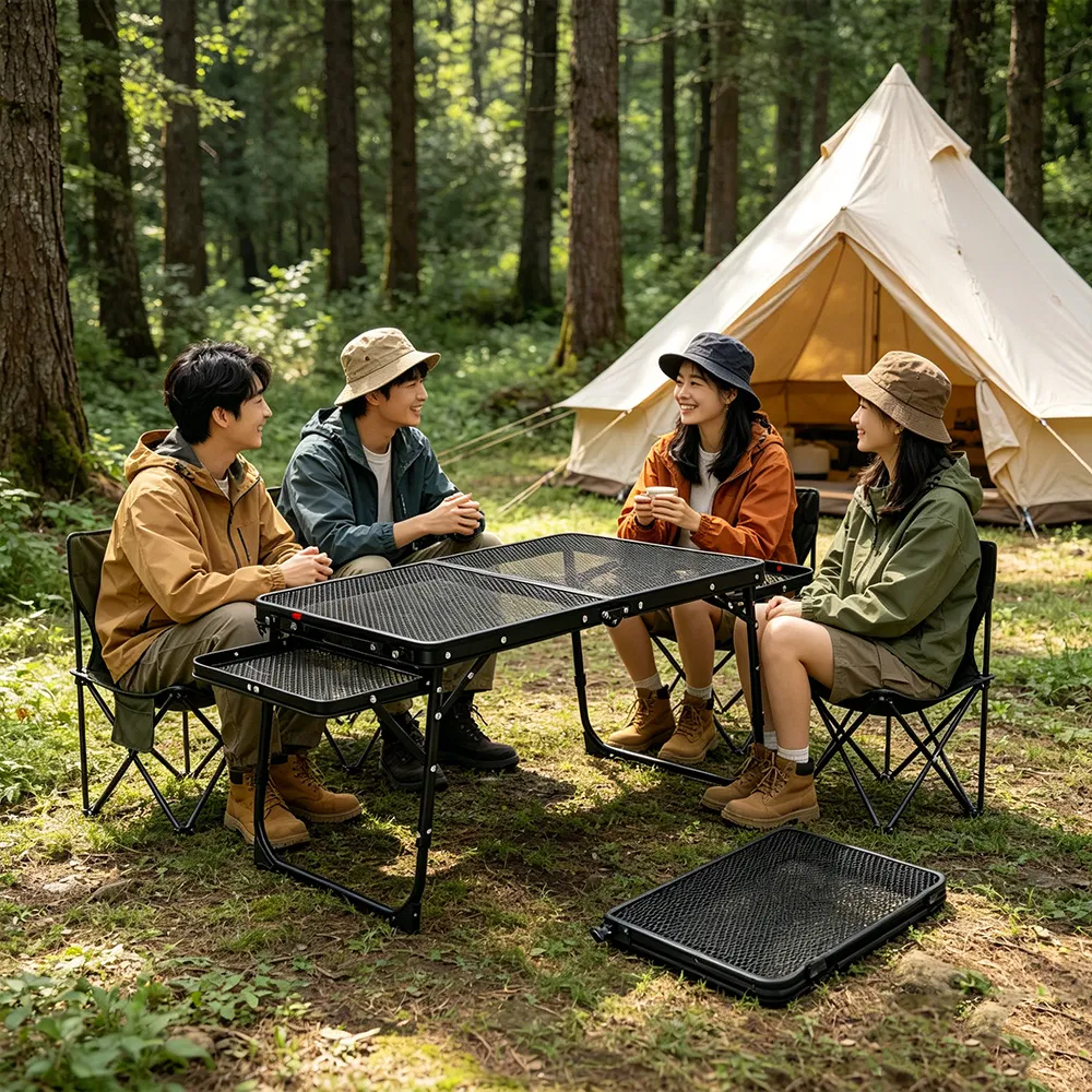 Lightweight Folding Metal Mesh Camping Table Portable Outdoor Picnic Table