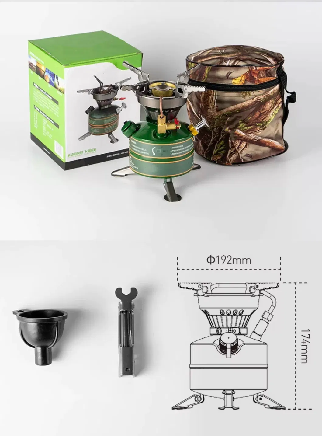 Integrated Gasoline Stove, No Preheating Required, Multi-Functional Portable Gas Stove for Picnics and Camping Mini Cooker