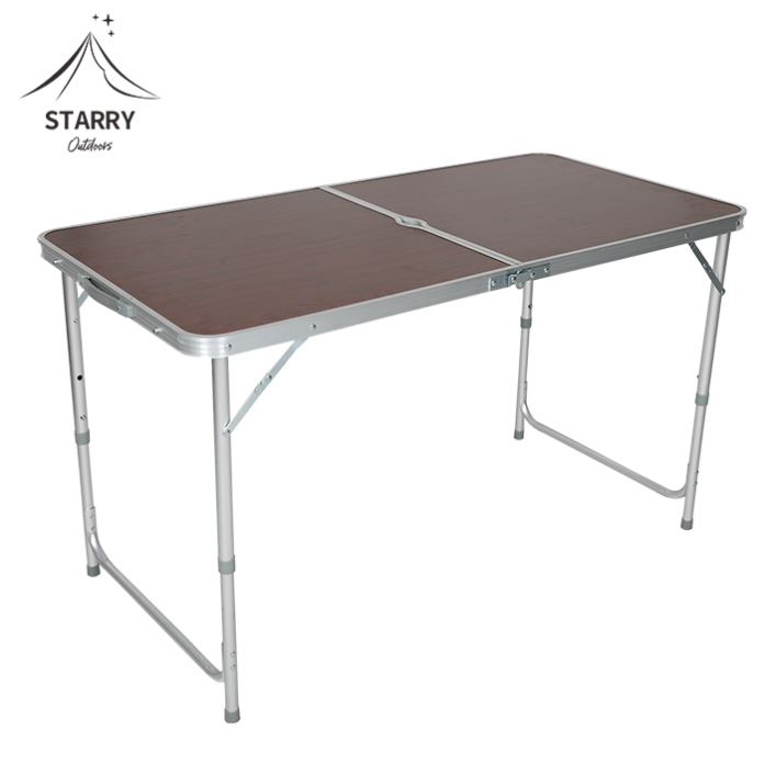 Factory Wholesale Outdoor Folding Table Customized LOGO 120cm Beech Wood Portable Camping Table Suitcase Picnic Egg Roll Table