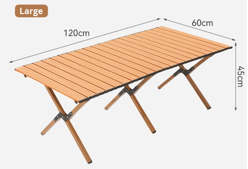 Modern Design Outdoor Folding Wood Grain Egg Roll Table Portable Stall Picnic BBQ Leisure Camping Table Chairs Slanted Leg Table