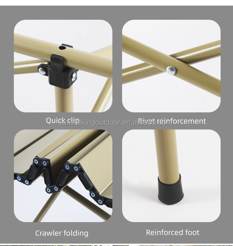 Folding Carbon Steel One Table with Four Chair Set Outdoor Egg Roll Portable Camping 50*47*50 Table and Chair