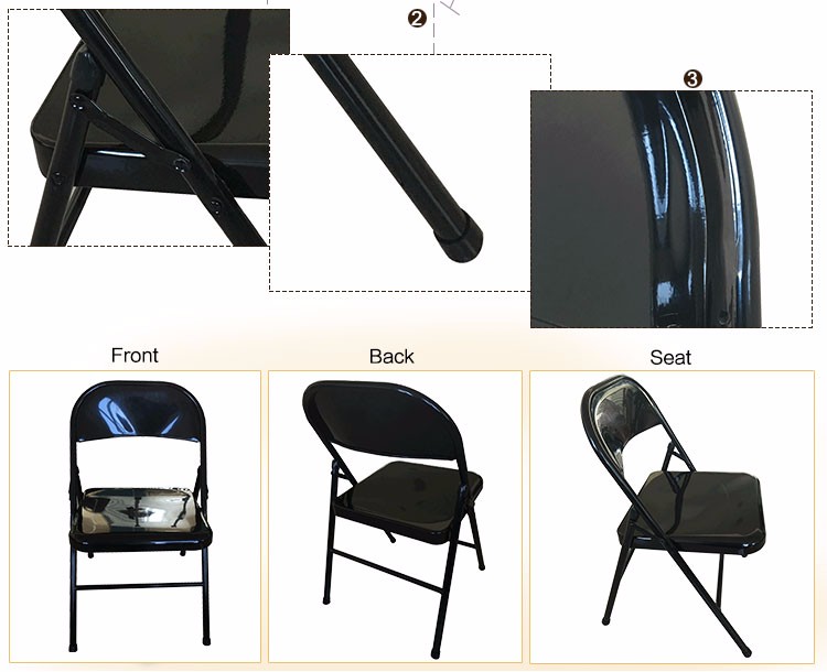 Multi-Application Metal Folding Chair Steel Leisure Chair for Outdoor Bedroom Hotel School Park Apartment Gym Use