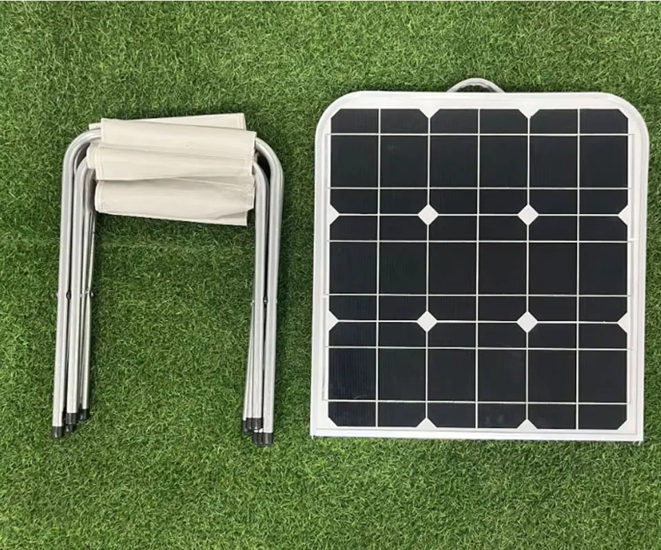 100W Portable Solar Folding Picnic Table, Foldable Solar Panel Integrated Desk for Outdoor Camping and off-Grid Power Supply