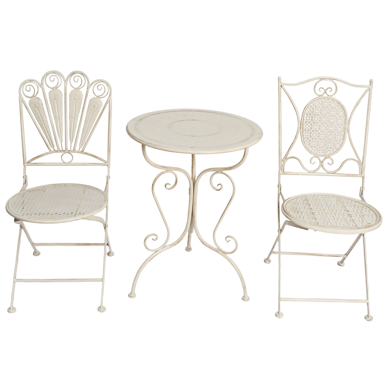 European-style White Metal Frame Wrought-Iron Outdoor Folding Chair Patio Balcony Foldable Lounge Chair for Banquet