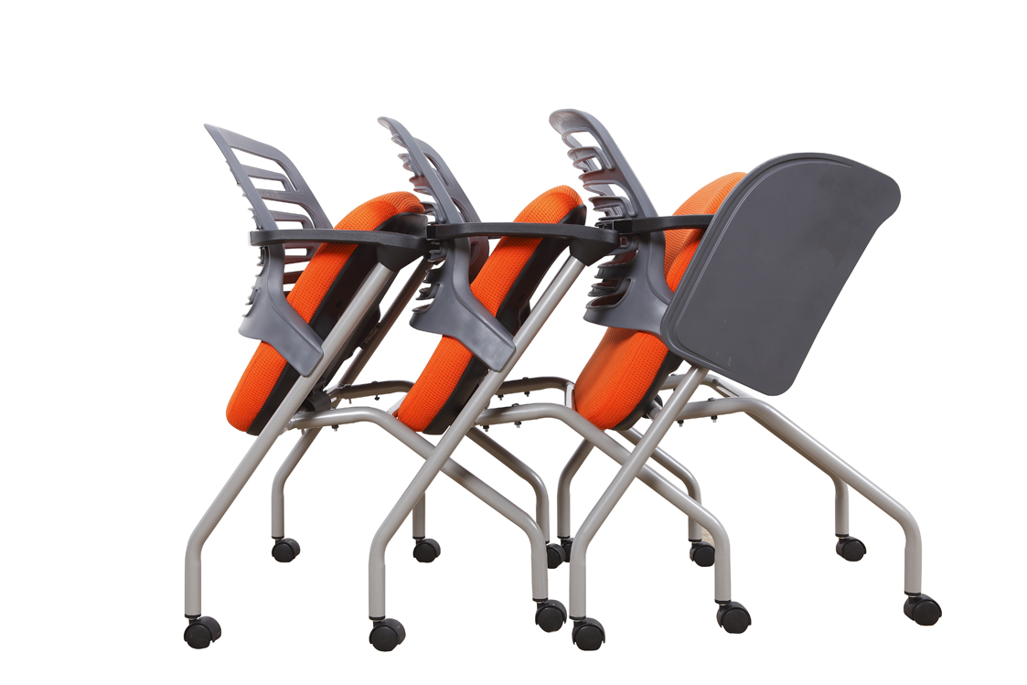 Modern Style Ergonomic Mesh Back Office Desk Chair Stackable Conference Room Chairs with Wheels and Paddle Folding Chair